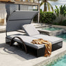 U_STYLE Outdoor Steel Frame Sun Lounger with Adjustable Backrest