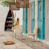 Solid Wood Rattan Backrest Dining Chairs, Set of 2