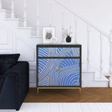 Black & Blue Modern MDF Storage Cabinet – Adjustable Shelf & Drawer