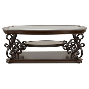 Laney 1-shelf Glass Top Rectangular Coffee Table Deep Merlot