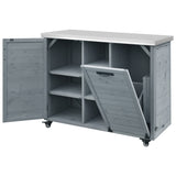 K&K 78.3' Outdoor Kitchen Island with Foldable Grill Table