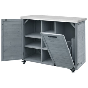 K&K 78.3' Outdoor Kitchen Island with Foldable Grill Table