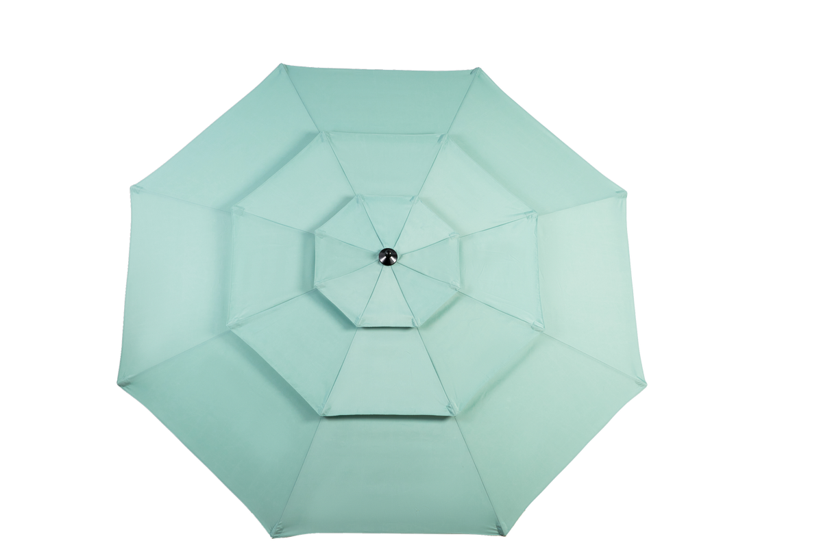 Aluminium 10ft 3 Tier Auto-Tilt Outdoor Patio Umbrella - Light Green