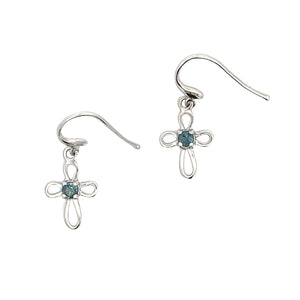 .27ct Sapphire Cross Earrings 10KT White Gold