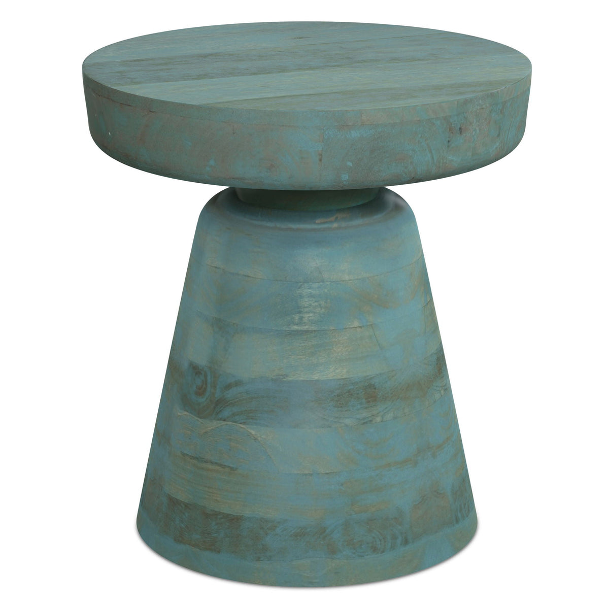 Handcrafted Mango Wood Accent Table with Sculptural Design - Multiple Colors