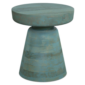 Handcrafted Mango Wood Accent Table with Sculptural Design - Multiple Colors