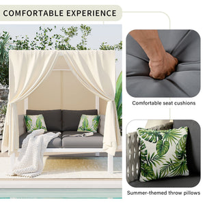 U_Style Outdoor Patio Sunbed with Curtains