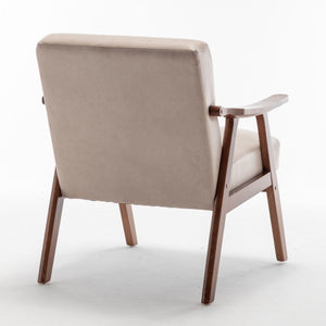 Mid Century Modern Accent Chair With Solid Wood Frame And Extra Thick Backrest
