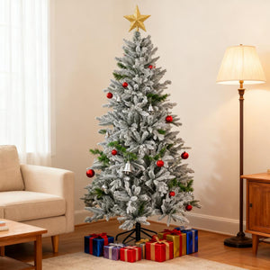 Snowy Artificial Christmas Tree with Easy Assembly
