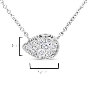 14K White Gold 1/4 Cttw Round Diamond Composite Teardrop Shape 18" Pendant Necklace - (G-H Color, SI2-I1 Clarity)