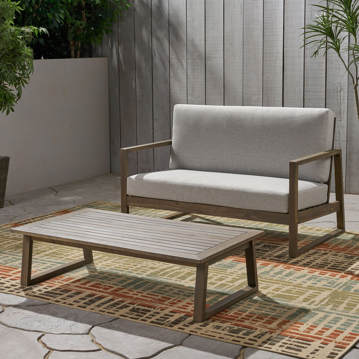 Belgian Loveseat & Coffee Table Set With Water Resistant Cushions