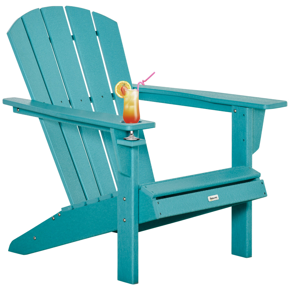 All-weather outdoor adirondack chair with cup holder - light blue