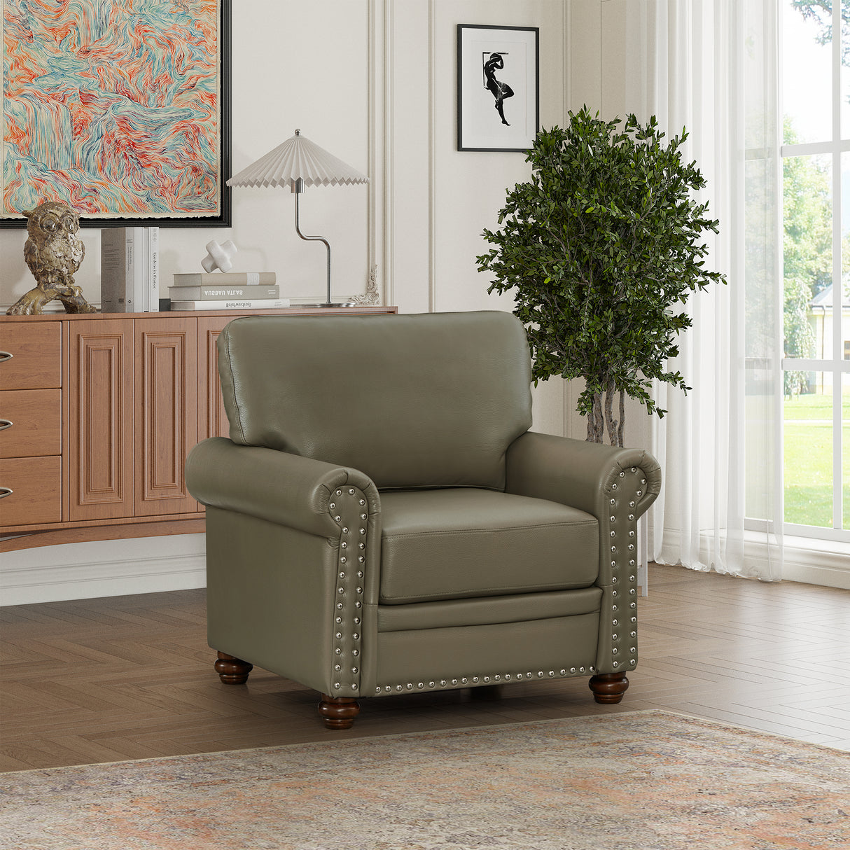 Elegant Leather Accent Chair