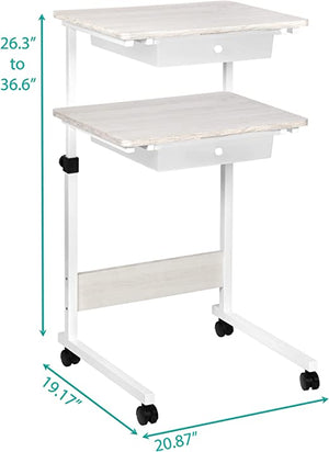 Adjustable Overbed Bedside Table with Wheels