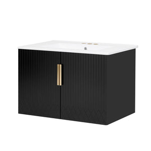 Bathroom Vanity With Sink, Rectangular Storage Cabinet With 2 Soft Closing Doors