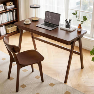 100% Solid Rubber Wood Computer Desk, Retro