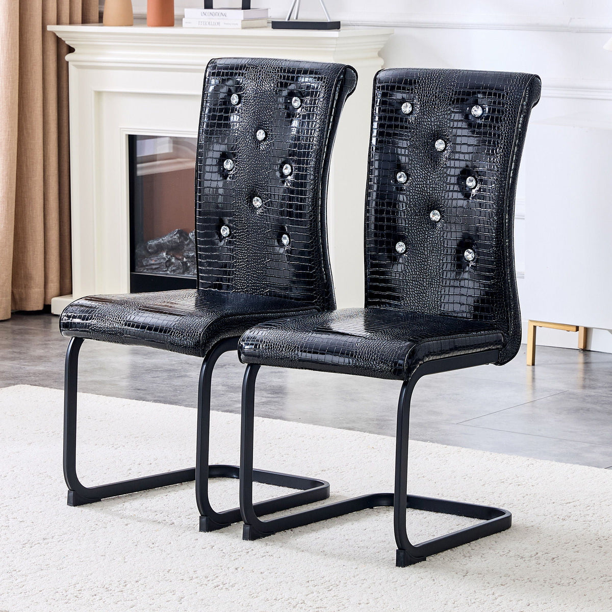 Alligator Skin Upholstered Dining Chairs