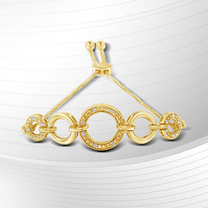 10K Yellow Gold over .925 Sterling Silver Diamond Accented Graduated Infinity Open Circle 6â€-9â€ Adjustable Bolo Bracelet