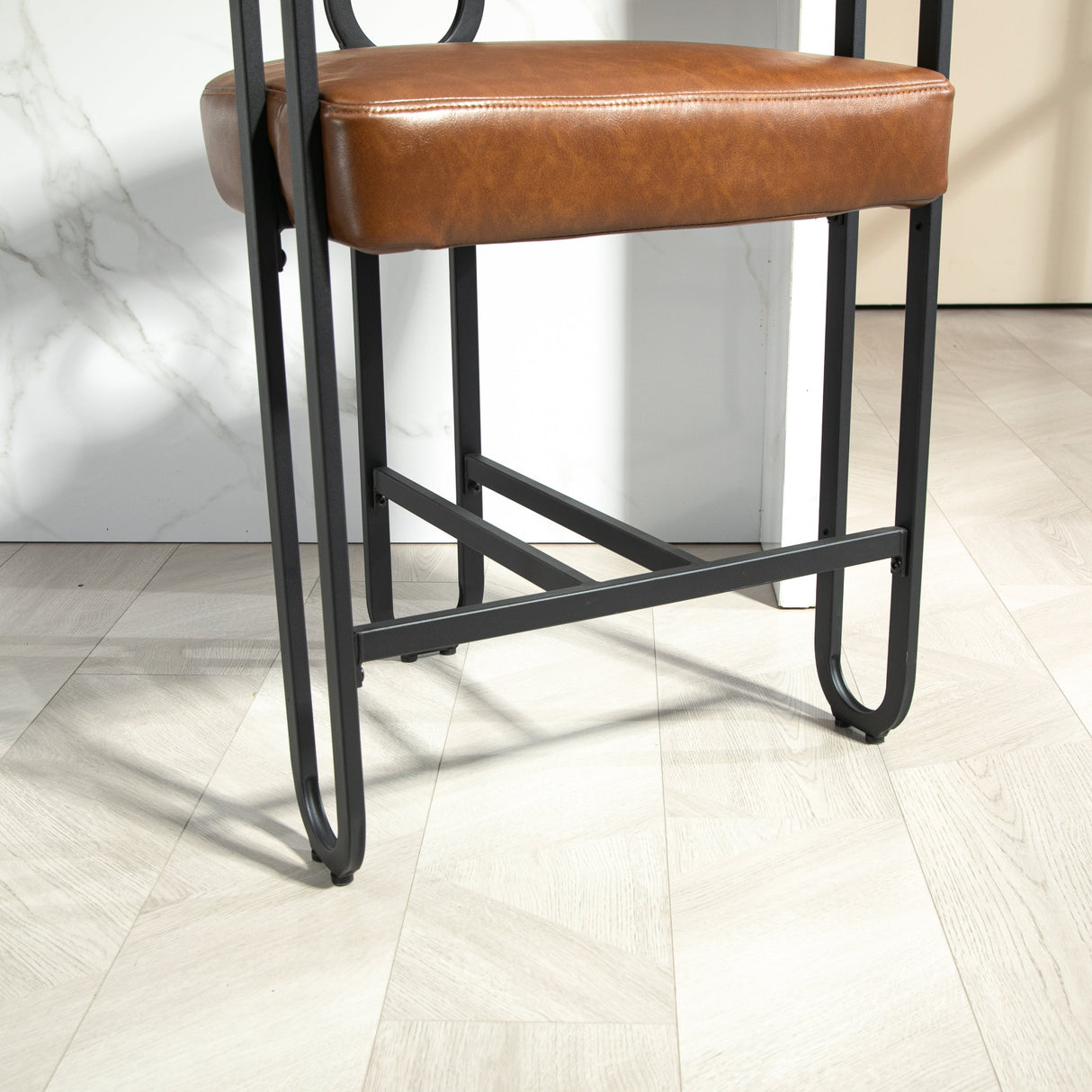 Household bar stools set of 2, modern upholstered with back