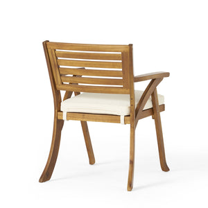 Outdoor 6 Pieces Acacia Wood Dining Set with Handwoven Rattan Legs, Brown Wicker
