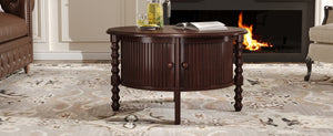 Vintage Round Coffee Table with Storage in Walnut