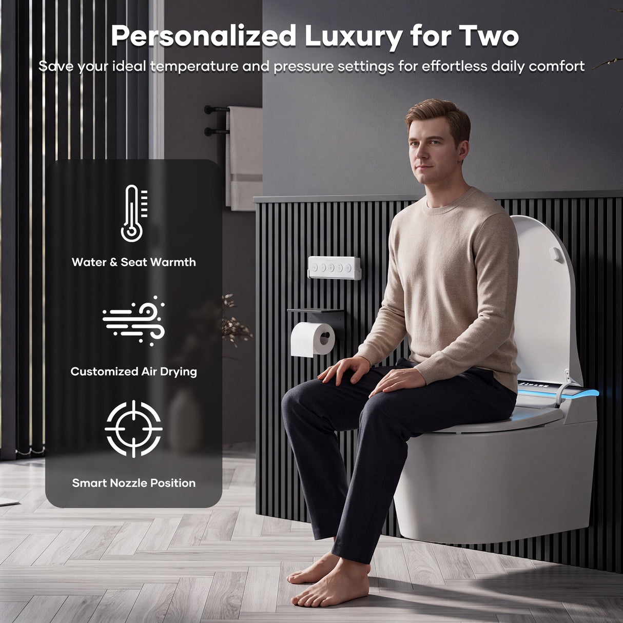Wall-mounted Smart Toilet, Automatic Lid Opening, No Water Pressure Limitation, Wall Drain, All-in-One Bidet with Aromatherapy Deodorization for Home Use
