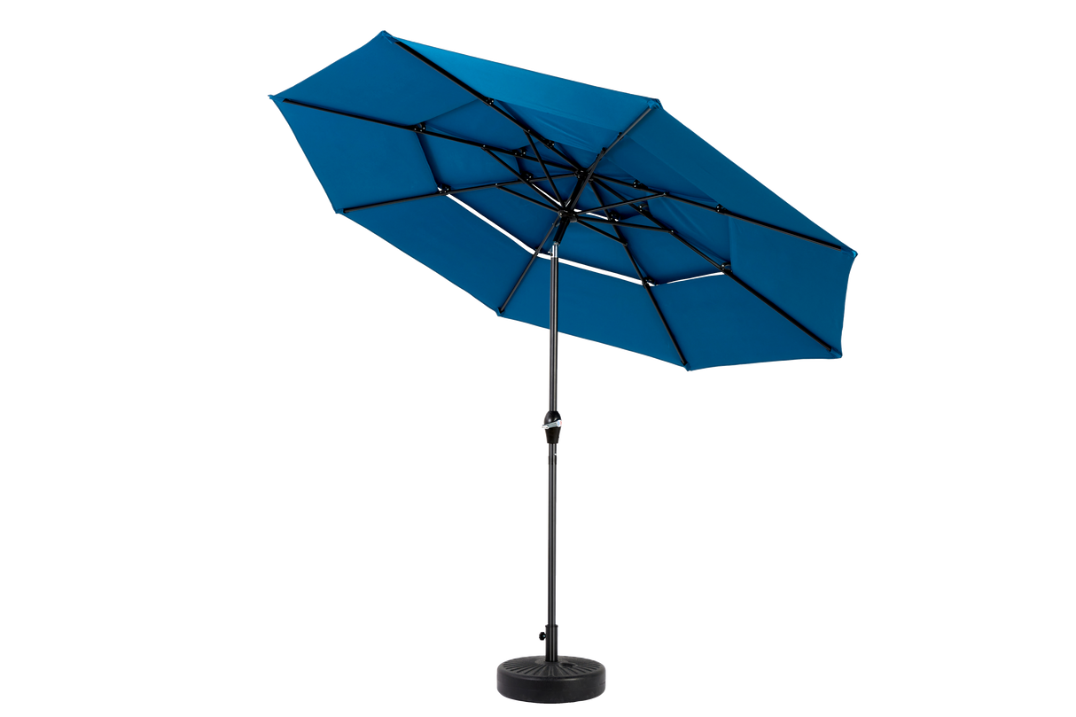 Aluminium 10ft 3 Tier Auto-Tilt Outdoor Patio Umbrella - Dark Blue