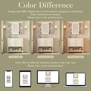 Bathroom Vanity With Medicine Cabinet, Storage Cabinet With 4 Drawers, Adjustable Shelf Mirror