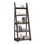 5-Tier Rubber Wood Bookshelf Ladder Storage Rack