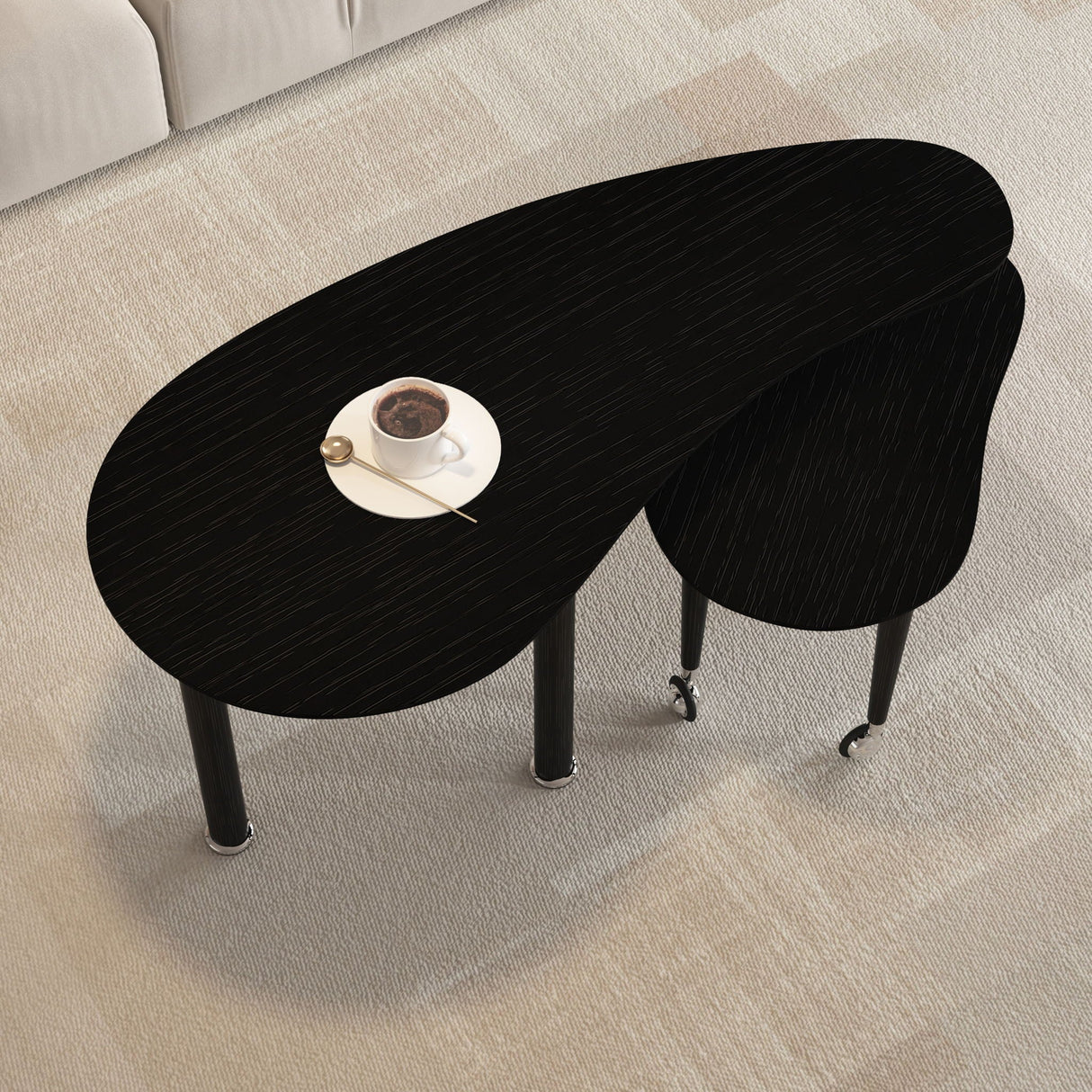 Rotatable Cocktail Table With Solid Legs, 360 Degree Rotating