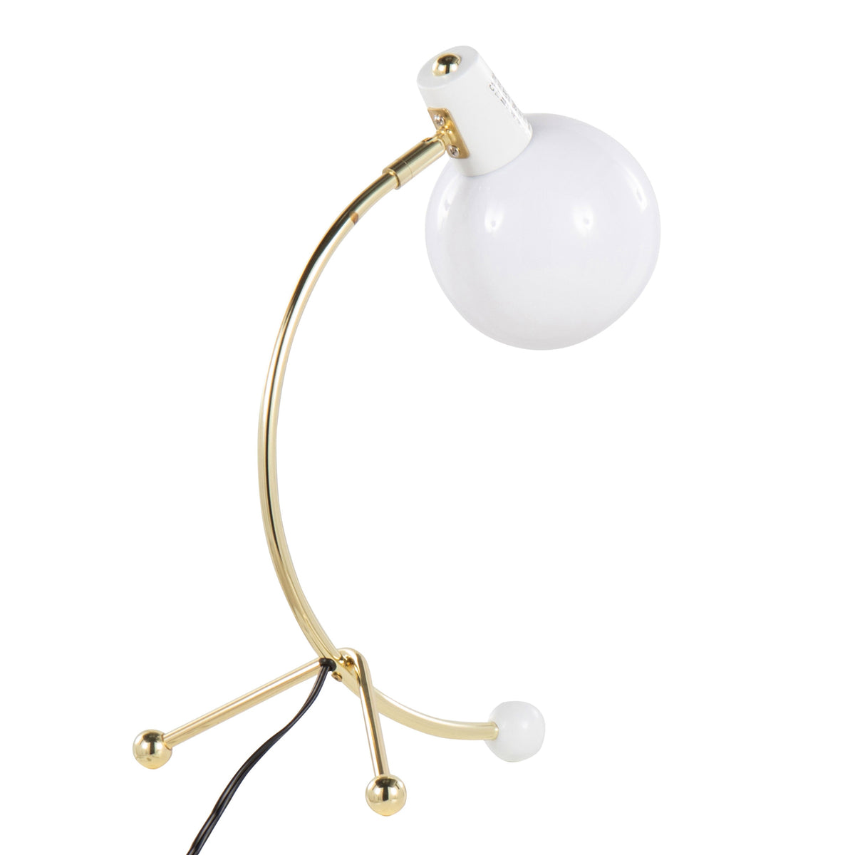 Eileen Contemporary Task Lamp in Gold Metal and White Shade