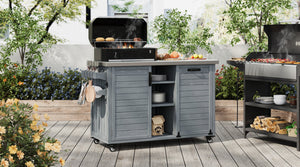 K&K 78.3' Outdoor Kitchen Island with Foldable Grill Table