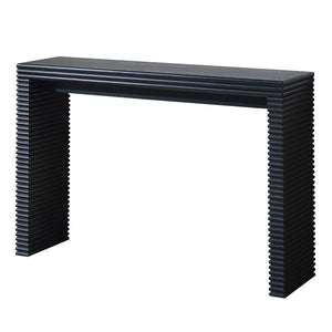 47" Modern Black Wood Console Table with Ribbed Legs