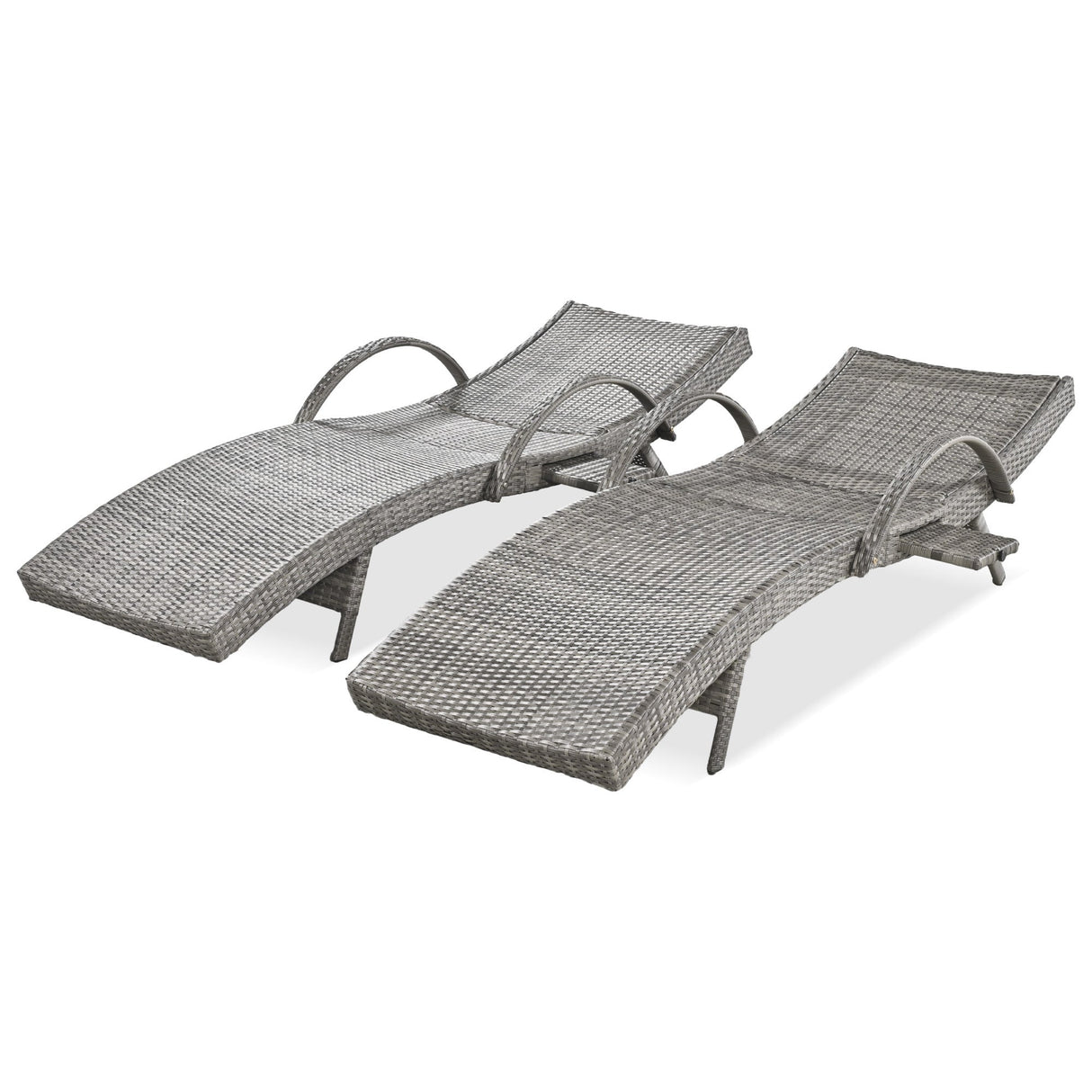 K&K 80'' Outdoor Wicker Chaise Lounge Chairs Set of 2