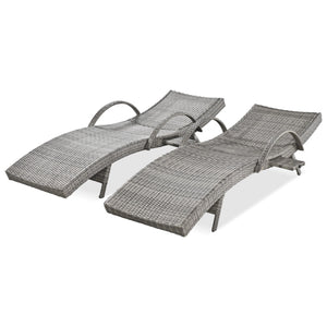 K&K 80'' Outdoor Wicker Chaise Lounge Chairs Set of 2