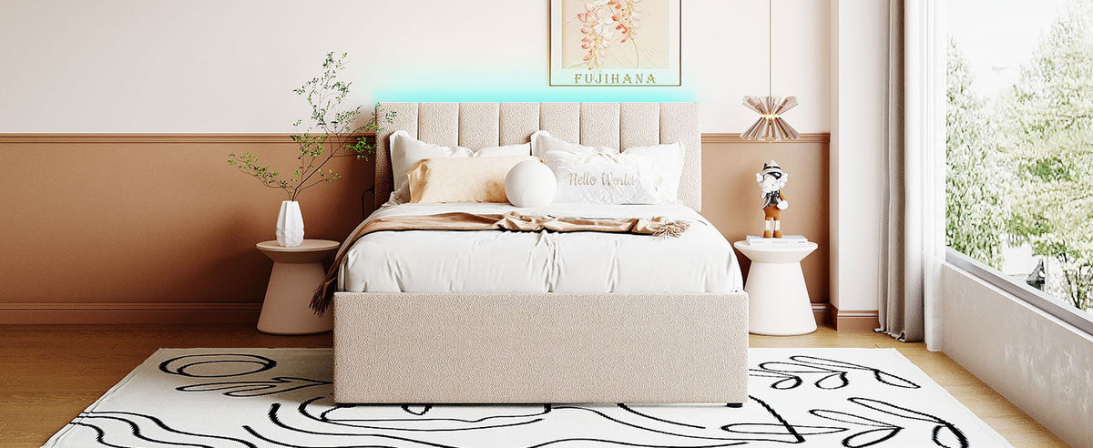 Upholstered Platform Bed With Trundle
