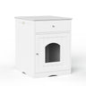 Wood Cat Litter Box Enclosure with Drawer - White or Dark Brown
