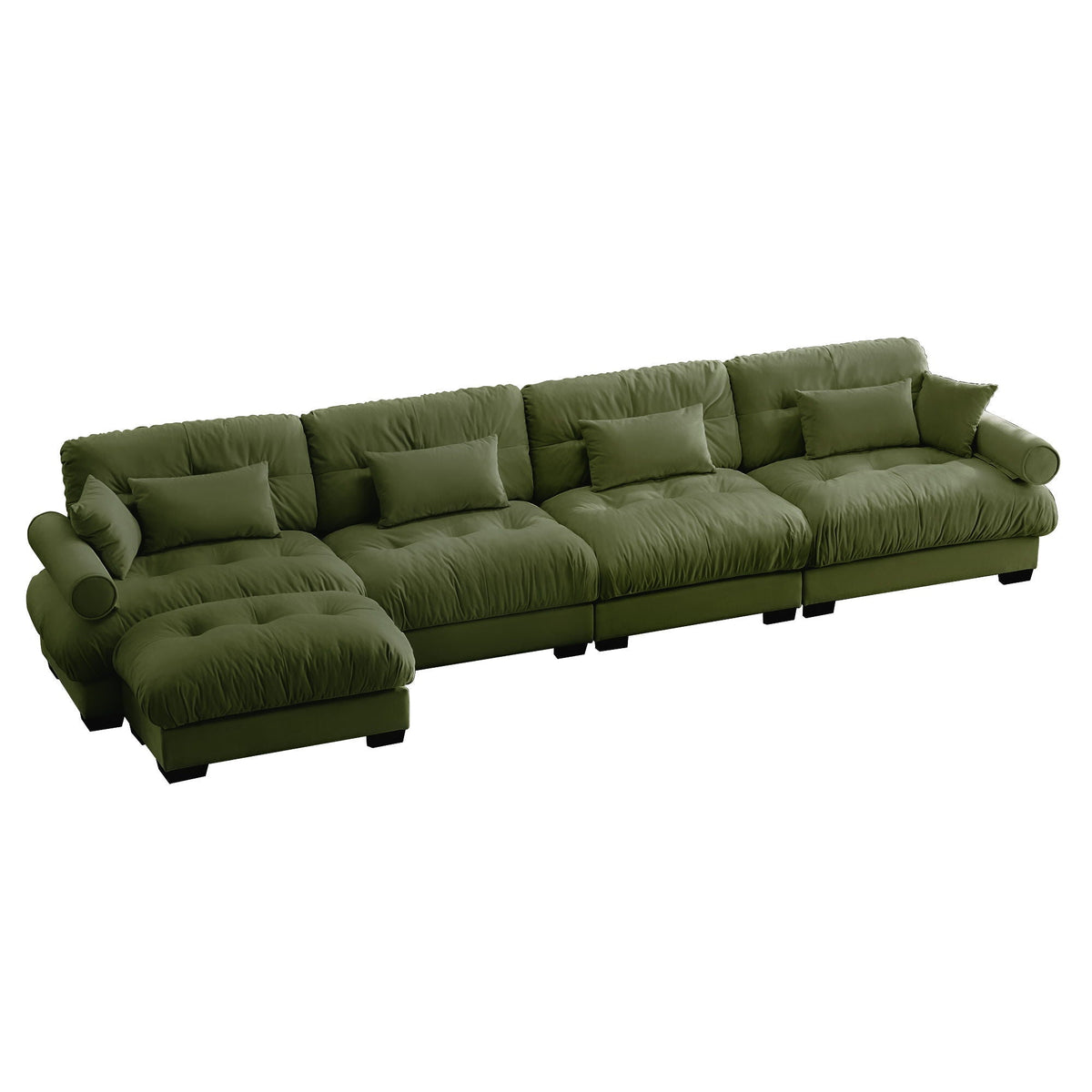 Oversized Modular Sectional Sofa with Movable Ottoman - Fabric, Multiple Colors