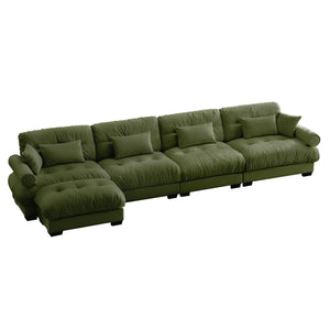 Oversized Modular Sectional Sofa with Movable Ottoman - Fabric, Multiple Colors
