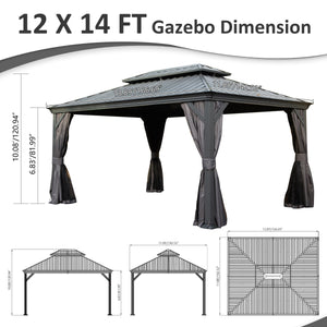 12' X 14' Hardtop Gazebo With Drainage System