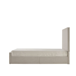 Lucas Tall Headboard Upholstered Bed in Textured Ivory Canvas