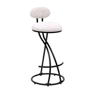 Round Print Bar Stools Upholstered Chairs For Kitchen (Set of 2)
