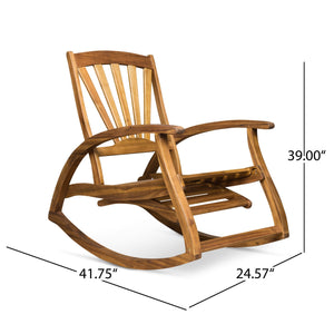 Outdoor Acacia Wood Rocking Chair with Retractable Foot Panel