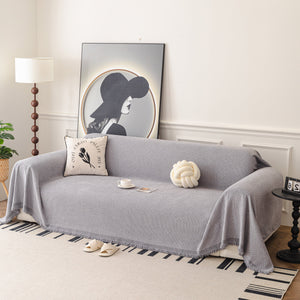 Textured Woven Modern Sofa Cover, Natural Blend Decorative Couch Throw Blanket