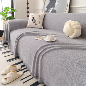 Textured Woven Modern Sofa Cover, Natural Blend Decorative Couch Throw Blanket