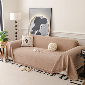 Textured Woven Modern Sofa Cover, Natural Blend Decorative Couch Throw Blanket