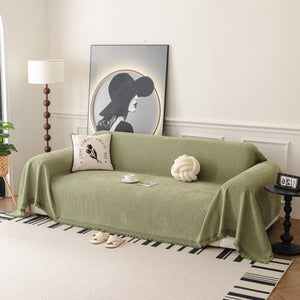 Textured Woven Modern Sofa Cover, Natural Blend Decorative Couch Throw Blanket
