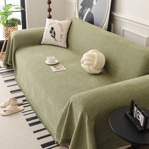 Textured Woven Modern Sofa Cover, Natural Blend Decorative Couch Throw Blanket