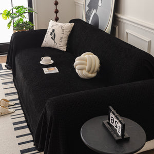 Textured Woven Modern Sofa Cover, Natural Blend Decorative Couch Throw Blanket