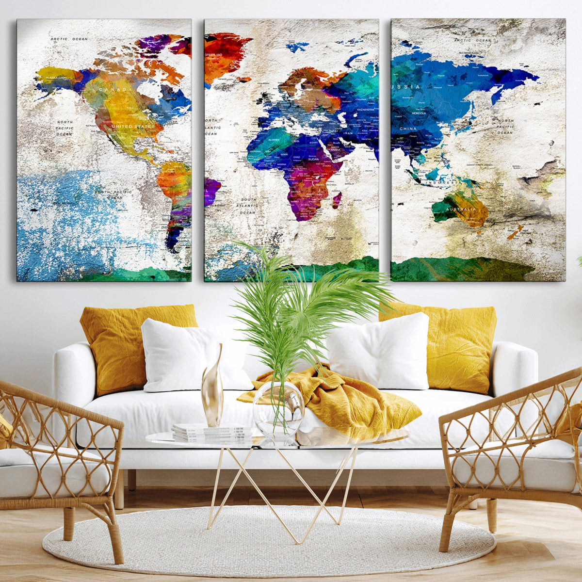 World Map Canvas Print – Framed Travel Map Wall Art for
